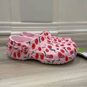 NWT CROCS Big Kids' Pink Classic Fresh Fruits Clog Cherries Size J4 Junior 4
